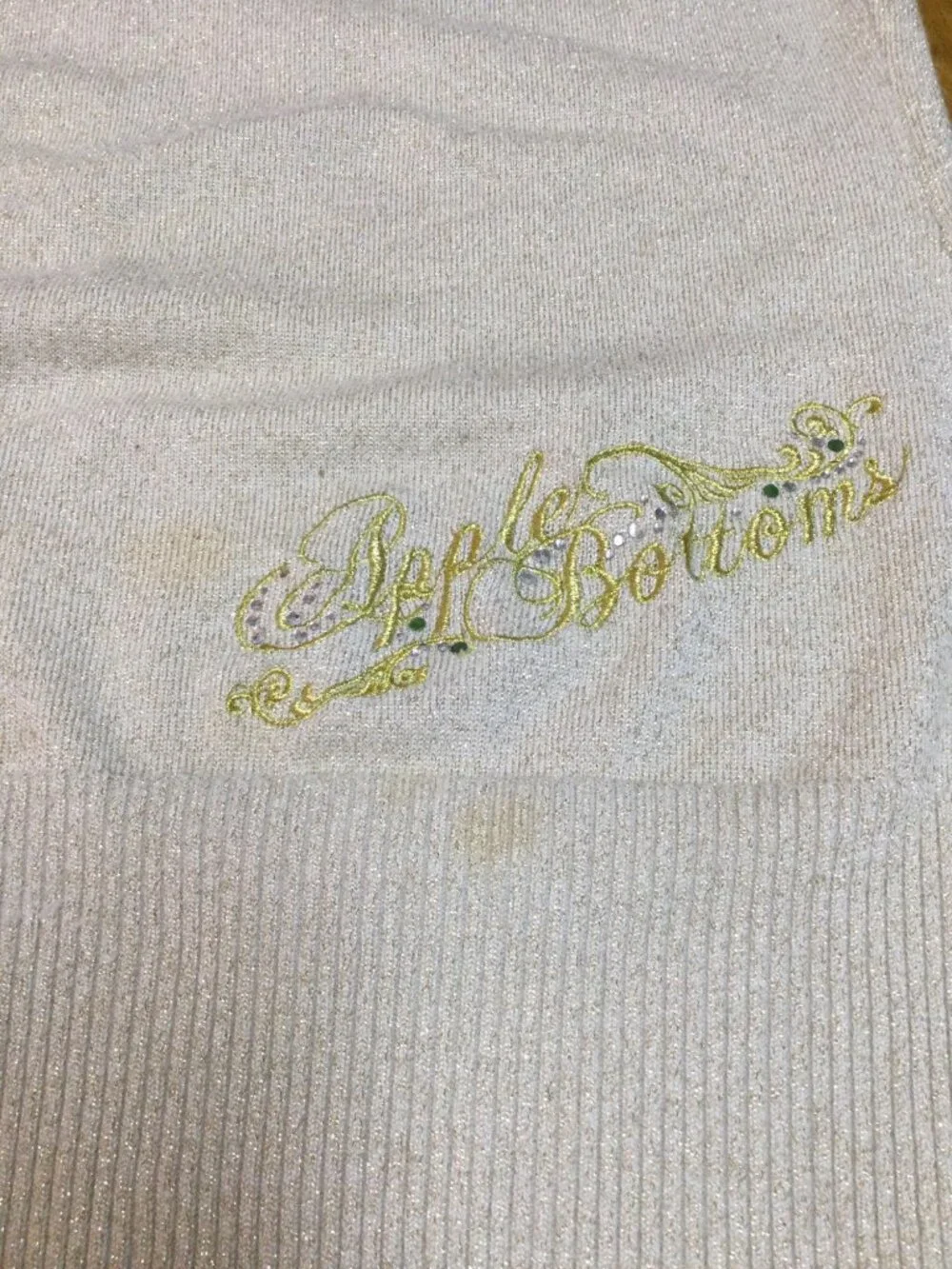 VTG 90s Y2K Apple Bottoms XL V Neck Sweater Gold Shimmer Knit Hip Hop Streetwear